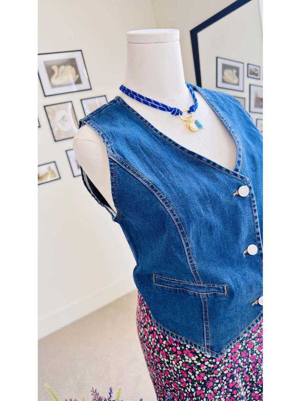 Boutique Denim Button-Front Vest - Size S - Picture 3 of 9